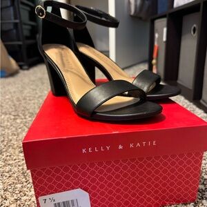 Kelly & Katie Black Ankle Strap Heels